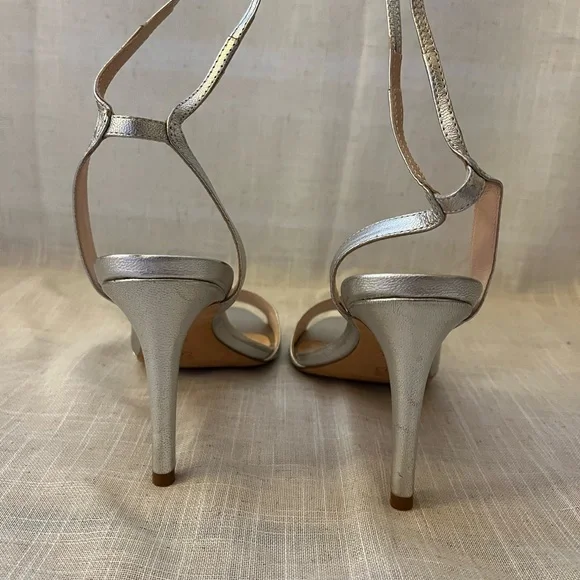 Loeffler Randal Silver Leather Tie Heel Sandal - Picture 4 of 7